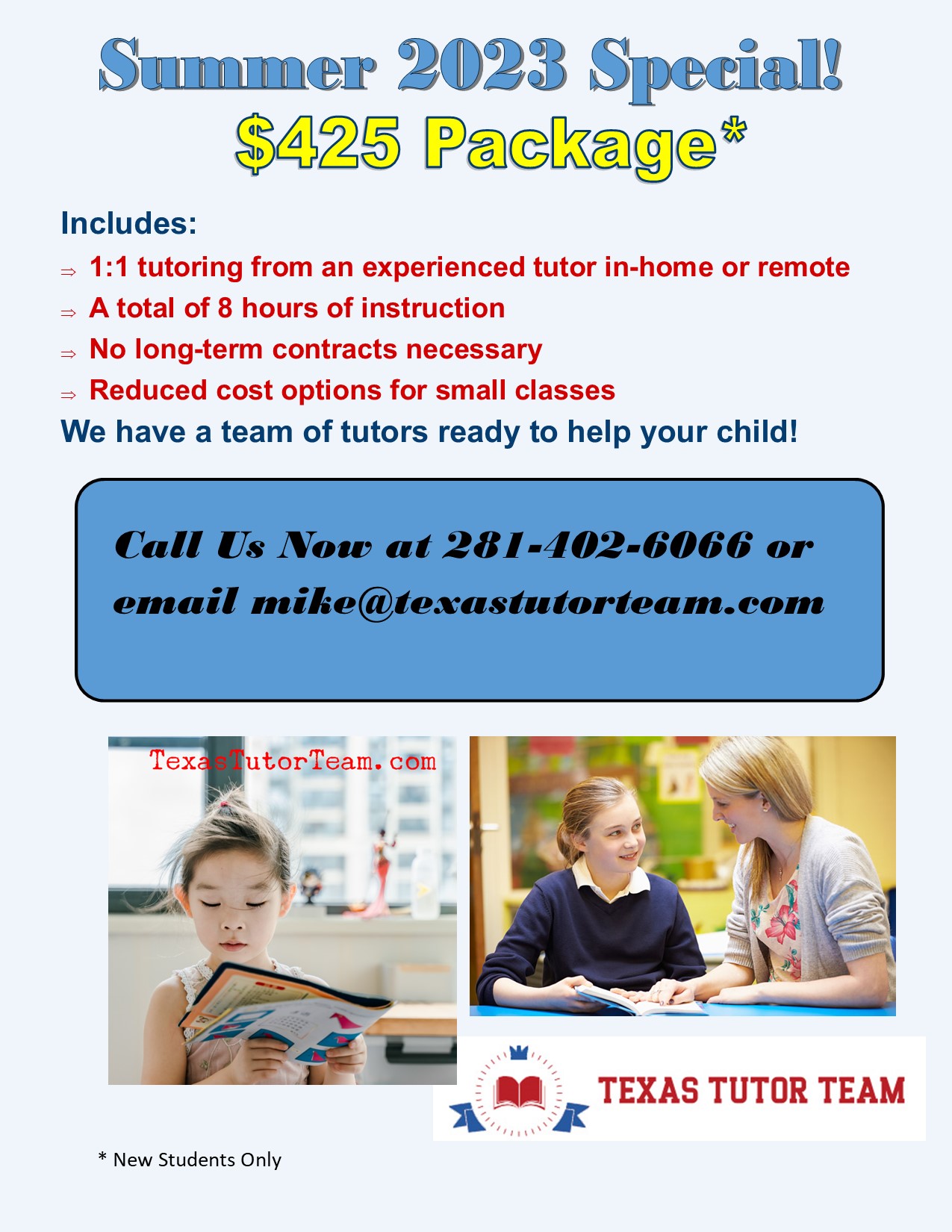 Flyer Image Of A Fall Tutoring Special